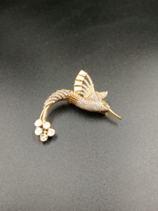 AMAIRA JEWELS <b>Gold</b> Plated Peacock Design Brooch Moissanite Polki Red Doublet Stone Animal Shape Women's Fashion Accessory Gift - Product Image 3