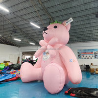 Ours rose gonflable géant de dessin animé, design personnalisé pour la décoration de fête