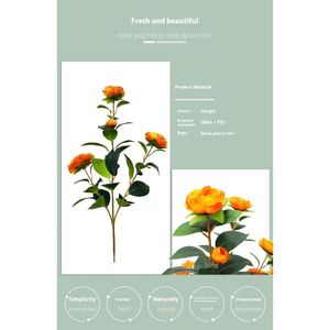 Paquete de 2 Árboles de Camelia Artificial Naranja de 36 Pulgadas, Planta Artificial en Maceta para Interiores y Exteriores, Flores Naranjas, Planta de Camelia Artificial en Maceta - Product Image 6