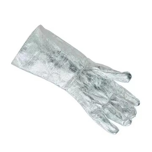 Personal Protective Equipment <b>Fire</b> Proof Aluminized Split Leather Welding Gloves General Purpose Safety Cuff Industrial CE - Product Image 2