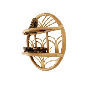 Aesthetic Round Rattan <b>wall</b>-<b>mounted</b> <b>shelf</b> Circle Bamboo 2-Tier Floating Rack Home Zen Spiritual Candle Buddha Storage <b>Wall</b> <b>Shelf</b> - Product Image 4