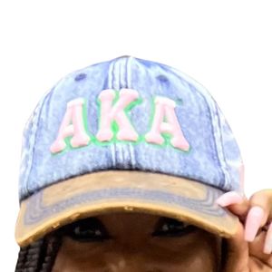Light Blue Washed Denim Baseball <b>Cap</b> with Green Embroidered Letter Design Adjustable <b>Vintage</b> Casual Outdoor Fashion Hat Wear - Product Image 4