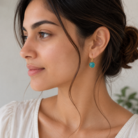 Boucles d'oreilles en chrysocolle 25-26 mm, forme ronde, monture en argent 925 plaqué or 18 carats