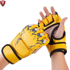 Guantes de MMA SUMROOS Unisex de Medio Dedo, de Cuero PU, con Cordones, para Entrenamiento, Sparring, Boxeo, con Cierre Ajustable de Gancho y Bucle para Artes Marciales - Product Image 3