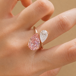 Anillo de Compromiso de Lujo con Diamante Cultivado en Laboratorio Rosa y Blanco de 6.5 Quilates en Oro Sólido de 14K para Mujer, Certificado IGI - Product Image 1