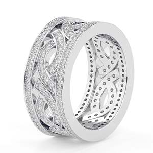 Bague de mariage éternelle en or blanc pour femme, sertie de diamants de laboratoire taille ronde, élégante et lourde - Product Image 4