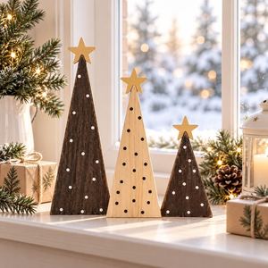 Decoración Navideña de Madera Hecha a Mano, Adorno Rústico para Árbol de Navidad, Decoración Festiva para el Hogar y Fiestas, Venta al Por Mayor - Product Image 3