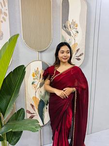 Robe Saree élégante en soie prête à porter pour femmes - Product Image 4