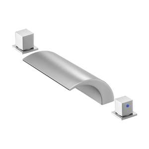 Robinet de baignoire romain en argent, design cascade à 3 trous, contrôle de la température, robinet de baignoire à 2 poignées à montage sur pont pour le bain des adultes - Product Image 1
