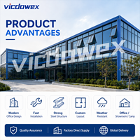 VICDOWEX Maison préfabriquée de luxe intégrée en forme de T avec fenêtres en aluminium pour usage commercial et bureautique contemporain