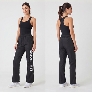Pantalon Imprimé Évasé Imperméable pour Femme 100% Nylon, Pantalon de Pluie à Séchage Rapide pour Femme avec Imprimé Lettres, Pantalon en Nylon Imprimé pour Femme - Product Image 4