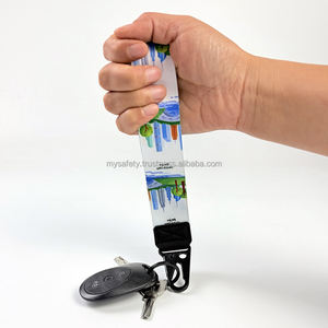 <b>5</b> Customize Durable Promotional Letterpress Printing Metal Swivel Lobster Clasp Hook Wristlet Lanyard Keychain Fabric Logo Wrist - Product Image 2