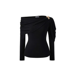 Premium Elegant Black <b>Off</b> <b>Shoulder</b> Asymmetrical Women's <b>Top</b> | Kate <b>Top</b> for Chic Evening Club Fashion | LAVIEM - Product Image 5