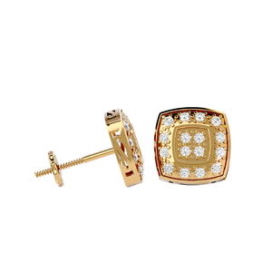 Premium 1/2 CTW Natural Diamond <b>Stud</b> <b>Earrings</b> 10K Gold | Square Cluster Halo Design Unisex Mens Womens <b>Fine</b> Jewelry For Women - Product Image 3