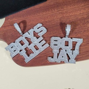 Trendy Men/Women's 925 Sterling <b>Silver</b> Custom Name Luxury Hip Hop Pendant Moissanite Diamond Brilliant Cut Personalized Pendant - Product Image 4