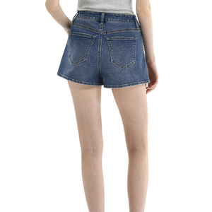 Short en jean tendance pour femme, coupe ajustée, déchiré, respirant, avec service OEM - Product Image 5