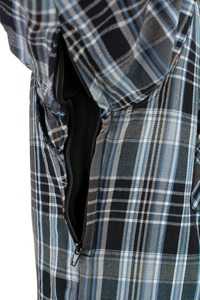 Men’s Blue Black Plaid <b>Flannel</b> Work Shirt Heavyweight Long Sleeve Multi Pocket Western Outdoor Workwear Custom OEM Shirt - Product Image 2