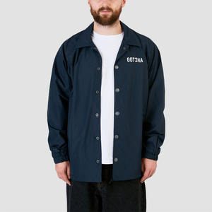 Veste matelassée classique unisexe épaisse, bleu marine, col montant, logo sur le devant, imperméable, coupe-vent, polyester, fermeture éclair - Product Image 2