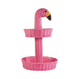 Flamingo Fiesta Rattan Tray Bandeja de almacenamiento de dulces para niños Organizador decorativo-SISU - Product Image 1