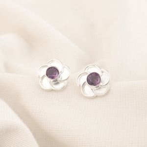 Rajasthani Style Designer 925 Sterling Silver <b>Earring</b> <b>Amethyst</b> Gemstone Work Jewellery For Women And Girls Wear <b>Earrings</b> - Product Image 1