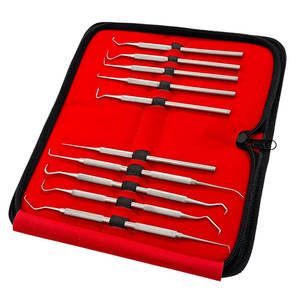 Stainless Dentist Cleaning Tool Set 7pcs Dental Hygiene Kit Scaler Pick Mirror with Zipper <b>Case</b> CE Approved By Grip Surgical - Product Image 3