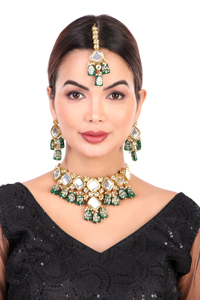 Party Wear Engagement Wedding Anniversary Choker Earrings Set Traditional Zircon Trendy <b>Gift</b> Jewelry Women Necklace Brass Alloy - Product Image 2