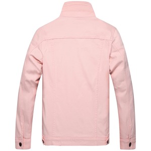 Chaqueta Vaquera Rosa para Hombre, Corte Regular Informal, Color Sólido, Cierre de Botones, Ropa de Otoño - Product Image 2