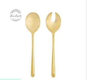 Pineapple Handle Gold Salad Server Set Luxury <b>Spoon</b> Fork Flatware Elegant Dining Tableware Kitchen Decor Design - Product Image 4