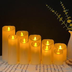 Indoor Decoration <strong>Tall</strong> Ivory Auto-Moving 3D Wick Battery Operated Flameless LED Plastic Pillar <strong>Candles</strong> for Concert Holiday - Product Image 4