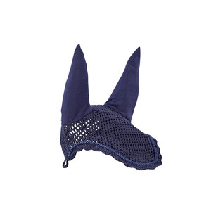 Voile anti-mouches pour cheval en maille bleu marine avec protection des oreilles pour l'équitation et l'entraînement - Product Image 1