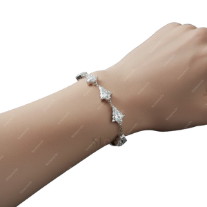 สร้อยข้อมือเพชรทรงสามเหลี่ยมธรรมชาติ ทองคำขาว 14K ดีไซน์แบบโซ่ สำหรับผู้หญิง หรูหรา สวยงาม ของขวัญสุดพิเศษ - Product Image 3