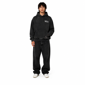 Custom Vintage <b>Band</b> Print Heavy Cotton Fleece Oversized <b>Hoodie</b> Washed Black Garment Dyed Y2K Streetwear Men OEM - Product Image 1