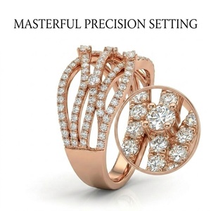 Élégante bague large en or rose 18 carats avec diamants naturels, pour les détaillants, échantillonnage rapide en 5-7 jours - Product Image 2