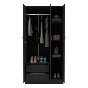 Ohio armadio in Armoire nero con ripiani a 4 piani a 2 cassetti 3 porte - Product Image 3