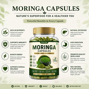 Capsules de feuilles de Moringa de qualité alimentaire, 60 unités, extrait de Moringa 100% naturel et pur, riche en antioxydants et minéraux - Product Image 3