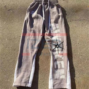 Pantalon de survêtement personnalisé décontracté à taille épaisse pantalon de survêtement baggy en coton polaire ample à jambes évasées pantalon de survêtement empilé - Product Image 1