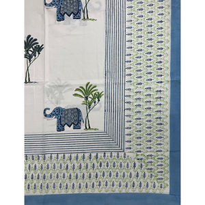 Drap plat géométrique en coton 200TC imprimé à la main motif Double Multi Éléphant Blanc, respirant, pour la maison, l'hôtel et usage de luxe - Product Image 2