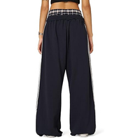 Pantalon d'hiver décontracté coupe droite ample à jambe large, style universitaire, imprimé, épais, écologique, respirant, élastique, délavé à l'acide