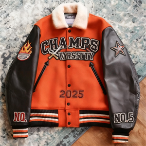 Custom Varsity Bomber <b>Jacket</b> OEM Embroidered Letter Turn-down Collar Silk Sleeves Reversible Waterproof Winter Hip Hop - Product Image 4
