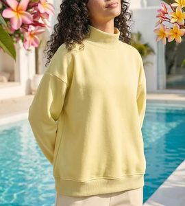 High Quality Poly/Cotton <b>Mock</b> <b>Neck</b> Oversized Sweatshirt Women Trendy Turtleneck <b>Tops</b> Fleece Unlined Pullover Loose Fall Outfit - Product Image 5