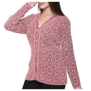 Cardigan en tricot chaud pour femme OEM, couleur unie, personnalisable, mode automne-hiver - Product Image 3