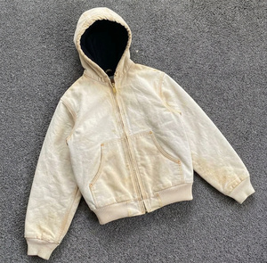 Tall Vintage Acid Washed Zip <b>Hoodie</b> <b>Longline</b> Garment Dye Full Zip Sweatshirt Distressed Street Fleece Overlay Extended Hem - Product Image 3