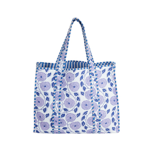 Bolsa de Mano Acolchada de Algodón con Panel Floral, Estilo Bohemio, Abertura Superior, Ecológica, Lavable, Reversible, para Todas las Estaciones, para la Playa o Compras - Product Image 6
