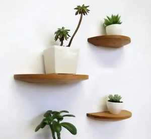 Modern Metal Frame <b>Floating</b> <b>Wall</b> Shelf Adjustable Wood Storage Display Rack Living Room Mounted Flower Pot <b>Unit</b> Organizer - Product Image 3