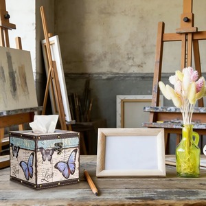 Hammered Metal Tissue Box Cover Decorative Tissue Holder Perfect For Living Room <b>Dining</b> <b>Table</b> Office And Bathroom Countertop - Product Image 2