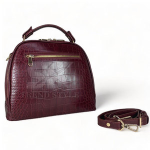 Sac à main de luxe en cuir véritable gaufré croco pour femme, sac fourre-tout à bandoulière avec logo personnalisé et grande capacité - Product Image 2