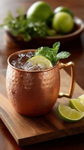 Copper cocktail serving mug set for luxury premium lounge <b>tables</b> hammered finish metal cups durable reusable party mugs - Product Image 6