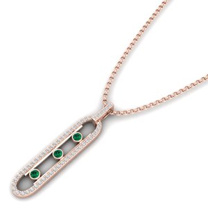 REYES Lujoso Collar con Colgante de Moissanita de Plata de Ley 925, Joyería Fina de Alta Calidad con Gema Esmeralda Chapada en Oro de 14K y 18K - Product Image 4