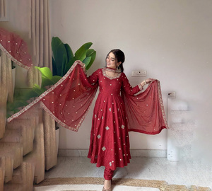 beautiful Wedding Traditional Casual Wear Indian Pakistani Beautiful Designer Gown Slim Fit Quick Dry Silk Fabric Sequence - Product Image 1