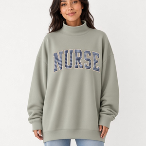 Custom Oversized <b>Women</b> MockNeck Sweatshirt Relaxed Fit Pullover Soft Comfortable Fleece Fabric OEM ODM <b>Clothing</b> - Product Image 3